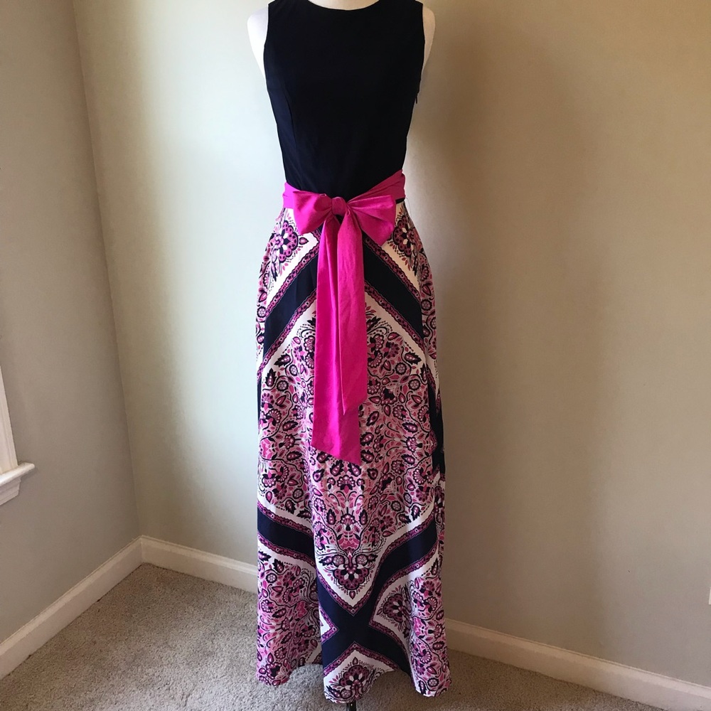 Jessica Howard Pink and Blue Maxi Dress Size 10